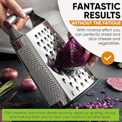 Spring Chef Professional Large Parmesan Cheese Grater, Stainless Steel Metal - Image 3