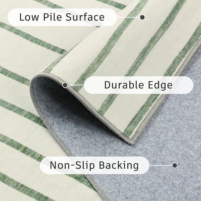 DCX Abstract Machine Washable 4x6 Rug, Sage Green Modern Accent Rug - Image 7
