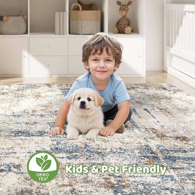 8x10 Area Rugs Washable Rug: Large Abstract Modern Soft Stain Resistant Indoor - Image 7
