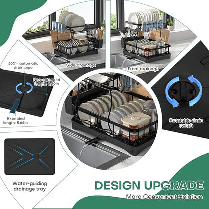 2 Tier Dish Rack, Carbon Steel Dish Drying Rack - Image 4