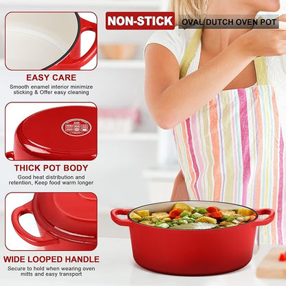 E-far 5QT Oval Dutch Oven Pot - Image 3