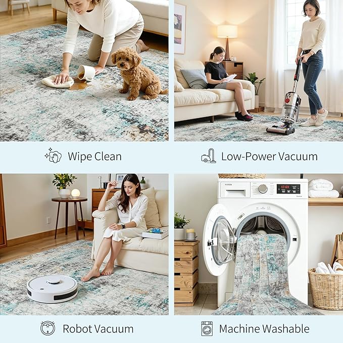 Area Rugs 5x7 Living Room: Large Soft Washable Rug Modern Abstract Anti-Skid - Image 5