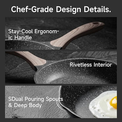 JEETEE 9.5 Inch Nonstick Frying Pan Stone Coating Cookware, Nonstick Omelette - Image 4