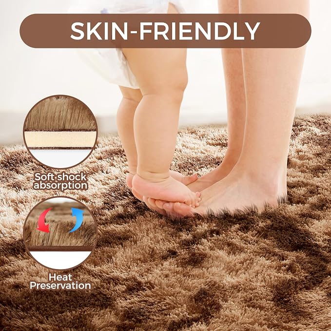 Ultra Soft Rug for Living Room, 4X6 Fluffy Shag Area Rug for Bedroom, Modern - Image 6