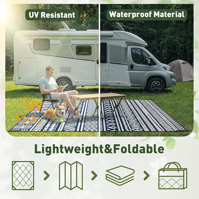 MontVoo Outdoor Rug 8x10 Waterproof Outdoor Patio Rug Mat Reverisble Plastic - Image 6
