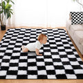 Super Soft Rug for Bedroom, 4x6 Ft Black and White Area Rug Classic Checkered by TOOHUB