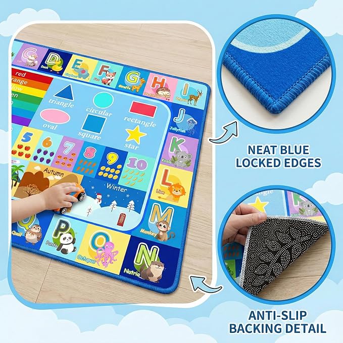 Kids Educational Area Rug 3x5, Non-Slip ABC Alphabet Rug - Image 3