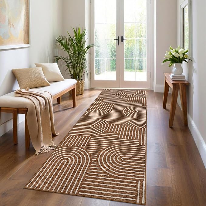 ROYHOME Modern Rug 2x6 Runners for Hallways, Abstract Kitchen Runner Rugs Non - Image 2