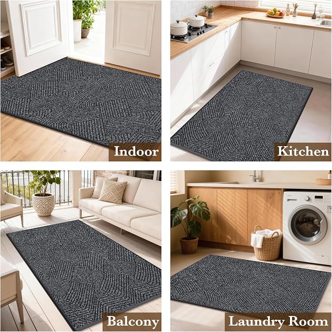 Indoor Door Mat 17"x30", Low-Profile Welcome Front Door Mat Indoor Entrance - Image 8