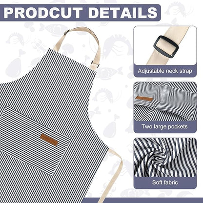 2 Pack Stripes Kids Apron, Kids Cooking Aprons - Image 3