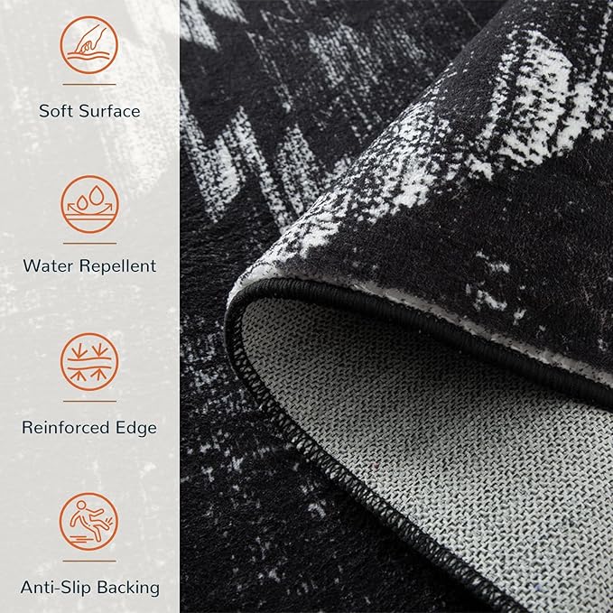 BESTSWEETIE Area Rug 4x6 Rug Machine Washable Non-Slip Low Pile Print Pattern - Image 3