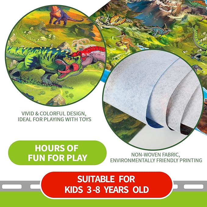 Oriate Kids Jurassic Toys Play Mat Dinosaur Activity Playmat, Parent-Child - Image 4