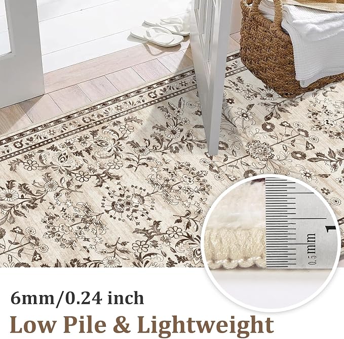 Yamaziot Washable Runner Rug 2x12 – Floral Non Slip Boho Hallway Runner Rug - Image 2