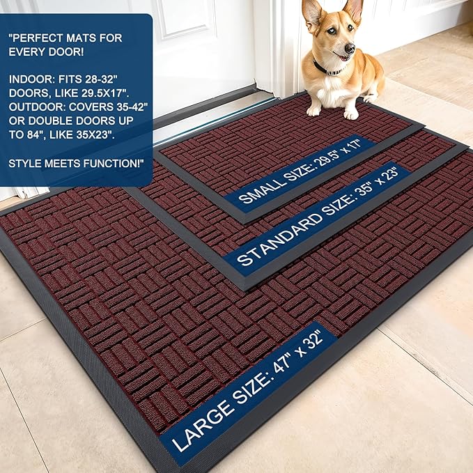 OLANLY Front Door Mat Outside Entrance 71x23, Heavy Duty Sturdy Natural Rubber - Image 2