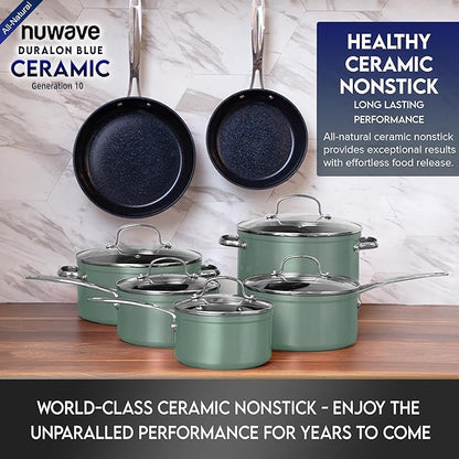 Nuwave Healthy Duralon Blue Ceramic Nonstick Cookware Set, Diamond Infused - Image 8