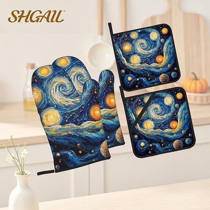 Abstract Starsky Oven Mitts & Potholder Set of 4 - Image 2