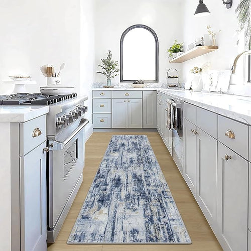 2'6''x8' Runner Rugs Washable Rug: Modern Abstract Hallway Runner Rug Indoor by GENTDRIZZ