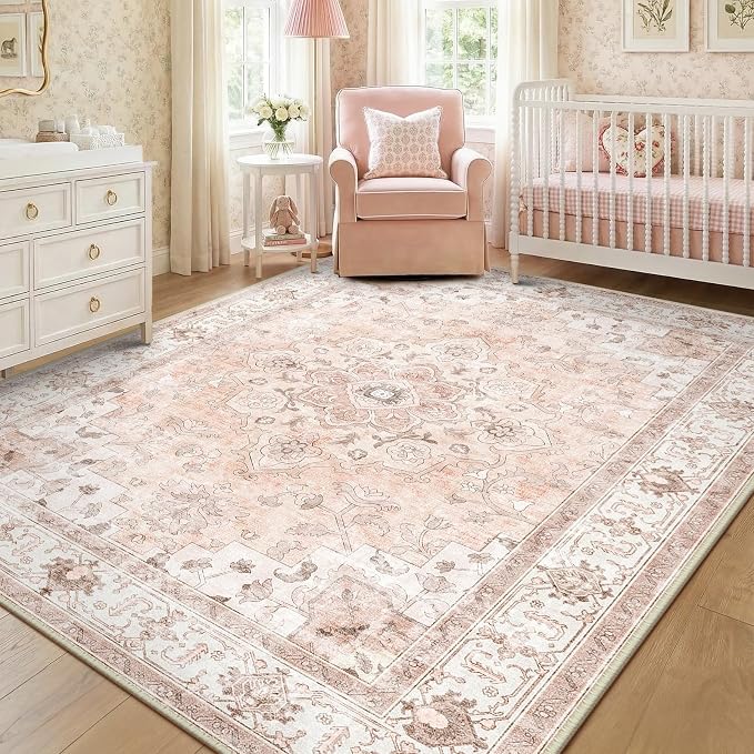 CAPALOCA Machine Washable Rugs Nursery Rug 6x9 Cute Girl Non Slip Low Pile - Image 9