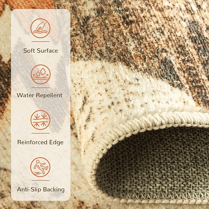 BESTSWEETIE Area Rug 6x6 Rug Machine Washable Non-Slip Low Pile Print Pattern - Image 2