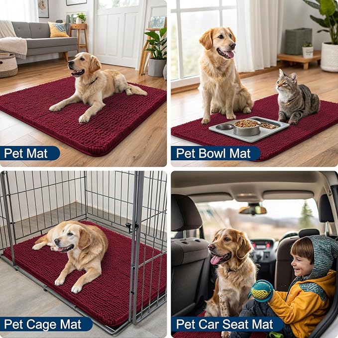 Smiry Dog Door Mat for Muddy Paws 59x35, Absorbent Dirt Trapper, Non-Slip - Image 6