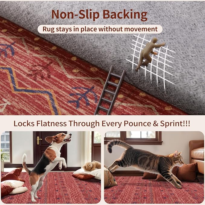 SERISSA Hallway Runner Rug, Soft Low-Pile Geometric Indoor Long Carpet - Image 5