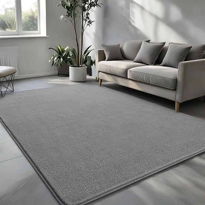 Pettop 6x9 ft Grey Area Rugs for Bedroom Living Room, Washable Memory Foam - Image 2