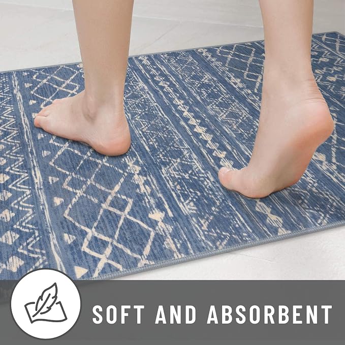 KUTA Moroccan Boho Entryway Rug, 2x3 Blue Beige Entrance Small Area Rug - Image 7