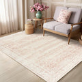 BILEEHOME Vintage Pink Rug 4x6 Washable Non Slip Floral Aesthetic Indoor Rugs by BILEEHOME