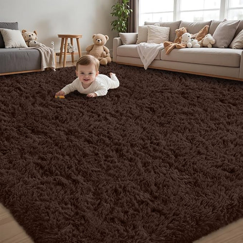 6x9 Area Rugs for Living Room:Ultra Soft Fluffy Shag Brown Rug, Large Fuzzy by Unknown