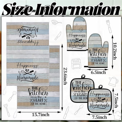 Sratte 6 Pcs Kitchen Decor Accessories Set Farmhouse Towels Pot Holders Oven - Image 4