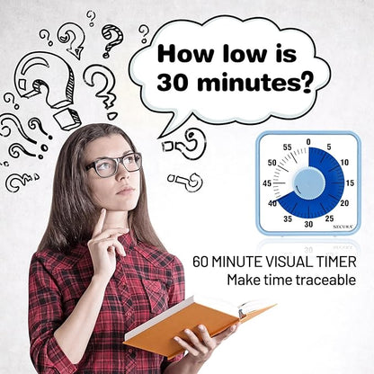 Secura 60-Minute Visual Countdown Timer, 7.5-Inch Oversize Classroom Visual - Image 2