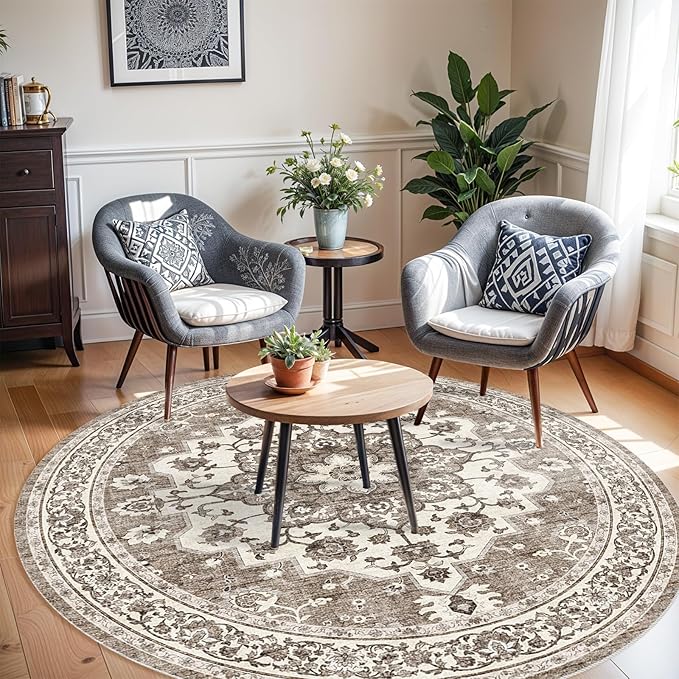 TOPRUUG Washable Oriental Area Rug - 8ft Round Rugs - Image 2