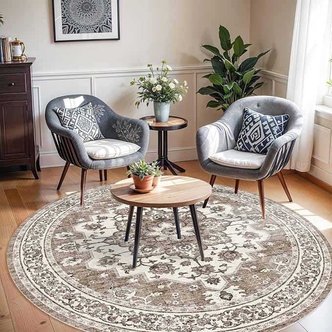 TOPRUUG Washable Oriental Area Rug - 6ft Round Rugs - Image 2