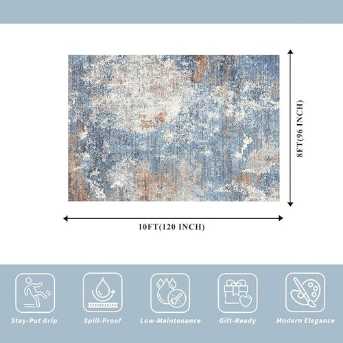 8x10 Washable Living Room Rug – Modern Neutral Abstract Large Area Rug - Image 2