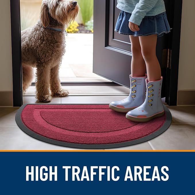 OLANLY Half Circle Door Mat Indoor Outdoor Entrance Welcome, Waterproof - Image 7