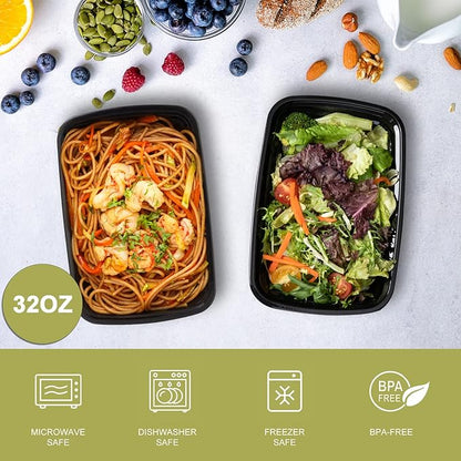 Ezalia 50 Pack- Meal Prep Containers 32oz, Plastic Food Prep Containers Reusable - Image 2