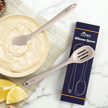 HOTEC Heat Resistant Silicone Cooking Spoon Spatula, Large Kitchen Solid and - Image 6
