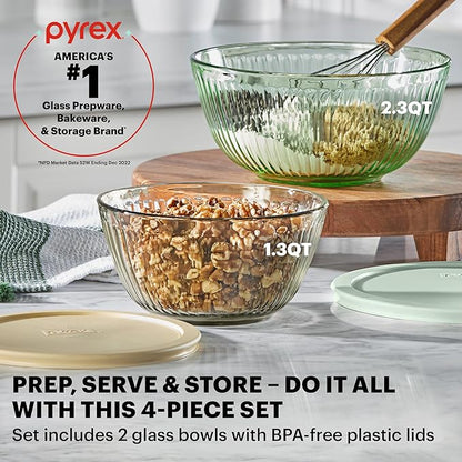Pyrex Colors Sculpted Tinted Small/Medium Glass Mixing Bowls - Image 2