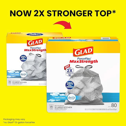 Glad ForceFlex MaxStrength Kitchen Trash Bags, 20 Gal, Fresh Clean Febreze - Image 2