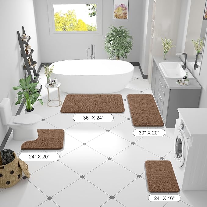 OLANLY Bathroom Rugs 35x24, Extra Soft Absorbent Chenille Bath Rugs, Rubber - Image 2