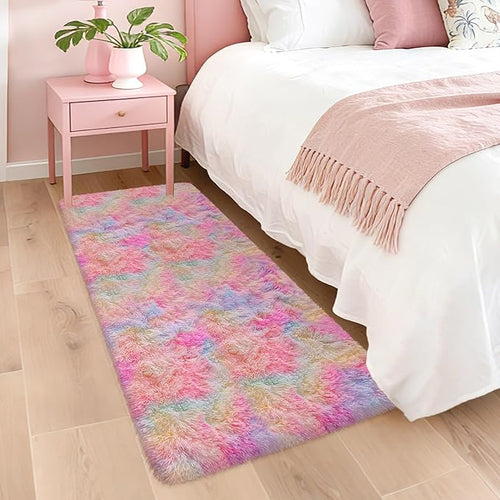 2x5 Feet Tie-Dye Rainbow Unicorn Rug by TENNOLA