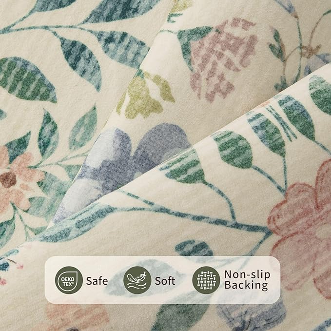 Rugxara Floral Rug for Living Room Bedroom, 8x10 Area Rugs, Large Non Slip Low - Image 4