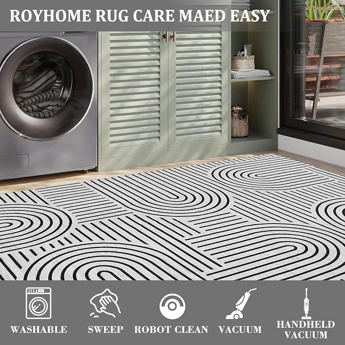 Washable Rug 4ft Area Rugs for Living Room, Abstract Rug for Bedroom, Soft - Image 6