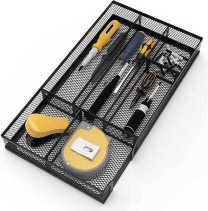 Desk Drawer Organizer, Small Metal Mesh Drawer Organizer Tray, Office Pencil - Image 5
