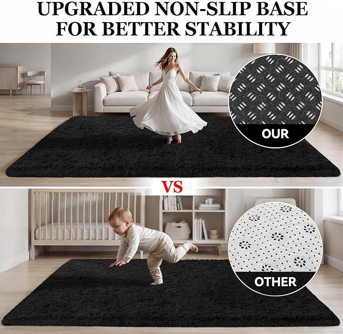 Area Rug for Living Room Bedroom: 5x7 Soft Fluffy Shag Rugs Upgrade Non-Slip - Image 3