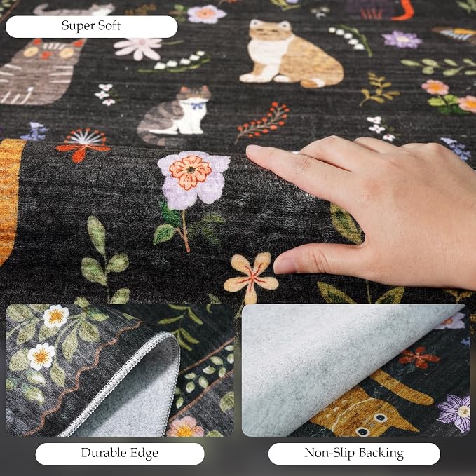 2x5 Washable Rug Runner, Non Slip Low Pile Hallway Cat Runner Rug, Stain - Image 3