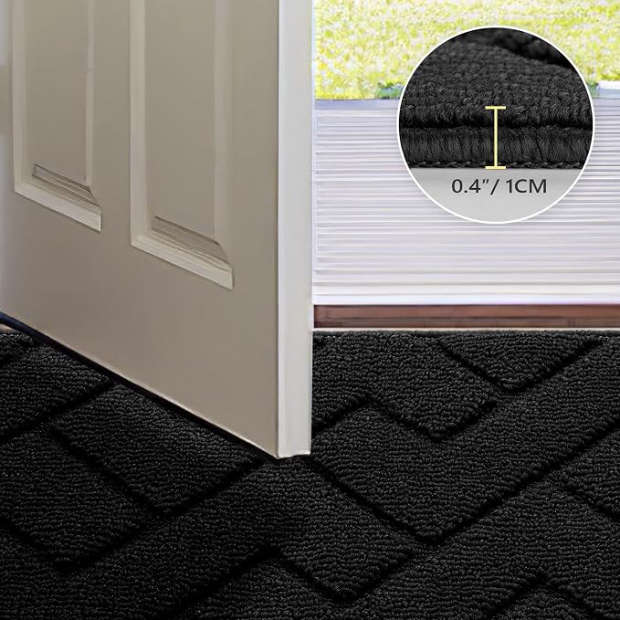 hicorfe Door Mat Indoor Entrance, TPR Backing Dirt Trapper Front Door Mat - Image 4