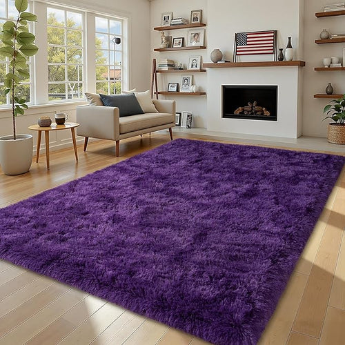 8x10 Shag Rugs for Living Room, Soft Large Fluffy Purple Fuzzy Area Rugs for by WISHTREE