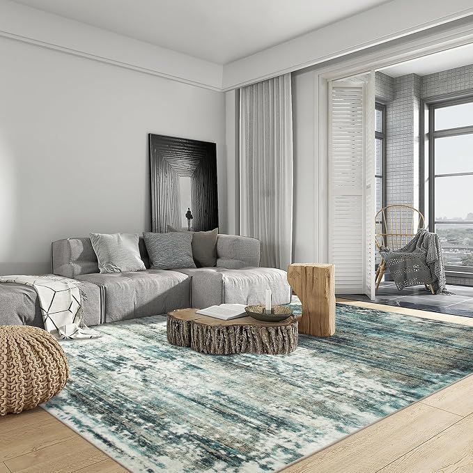 9x12 Area Rugs Washable Rug: Modern Abstract Living Room Rug Soft Anti-Skid - Image 3