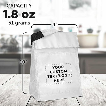 DISCOUNT PROMOS 50 Hook and Loop Insulated Lunch Bags Set - Customizable Text, Logo - Polyester, Durable, Vibrant, Reusable - White